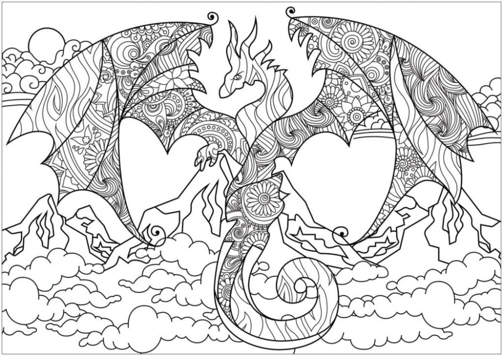 Сложная раскраска дракон