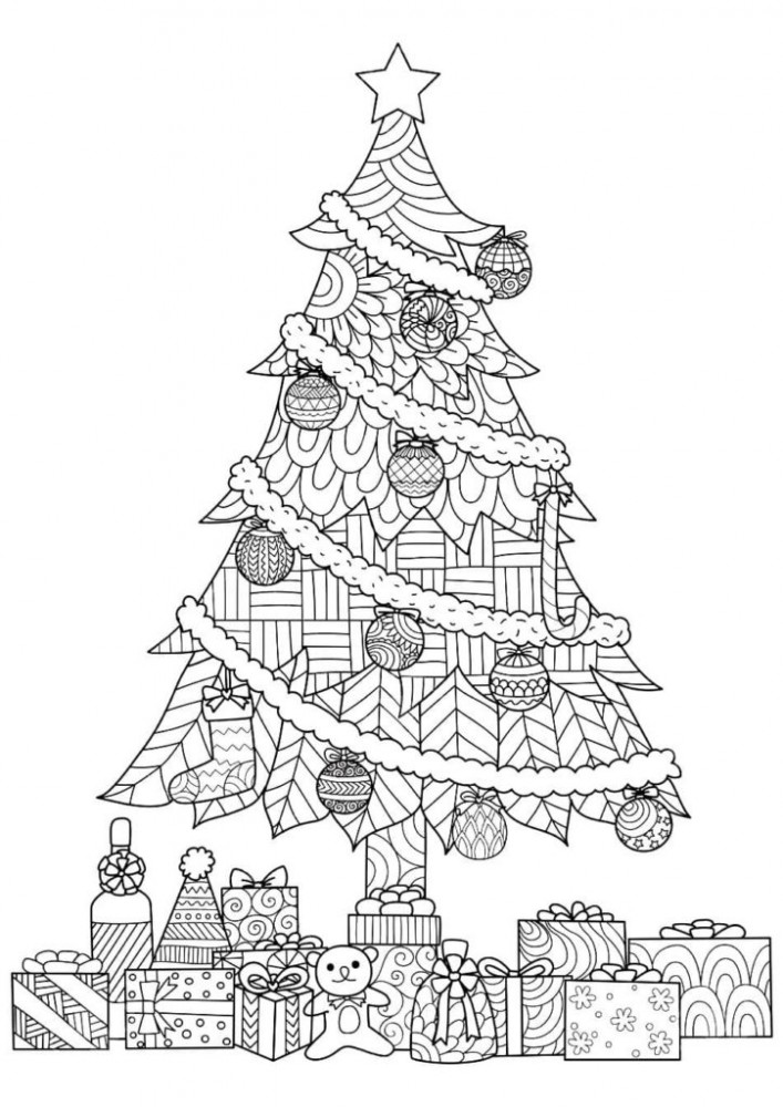 Антистресс раскраска новогодняя елка