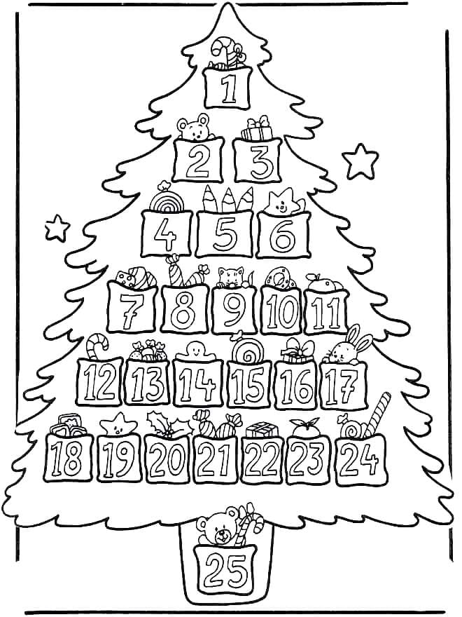Новогодняя елка с цифрами до 25