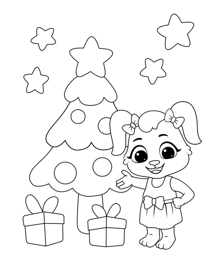 Раскраска с новогодней елочкой для детей
