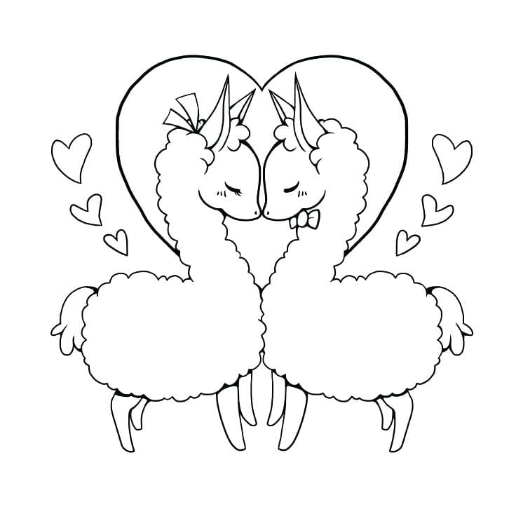 Влюбленные ламы и сердце