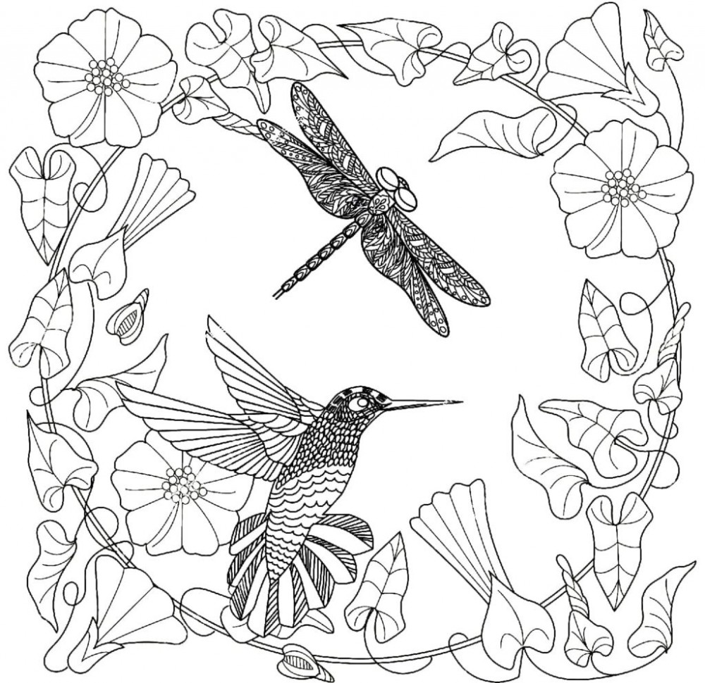 Мандала с птицами и цветами