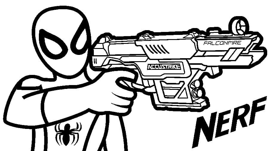 Человек-паук стреляет из бластера Nerf Falconfire