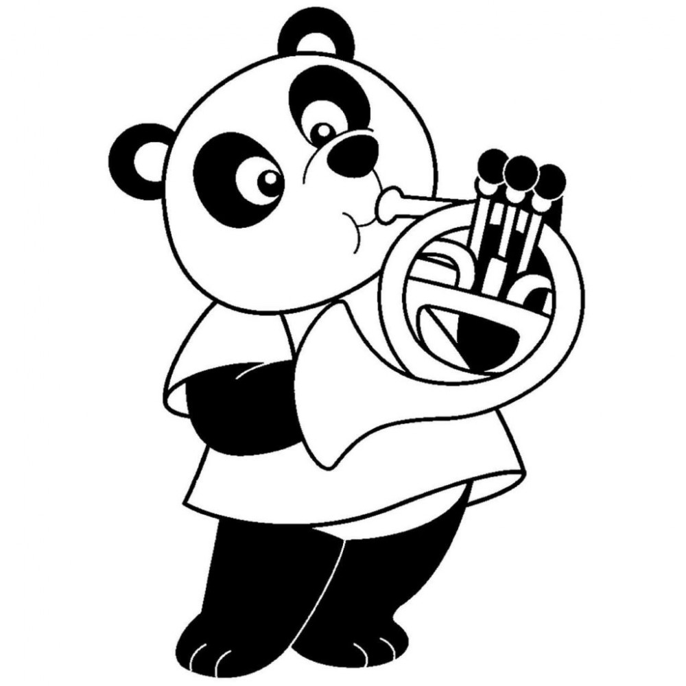 Панда играет на трубе