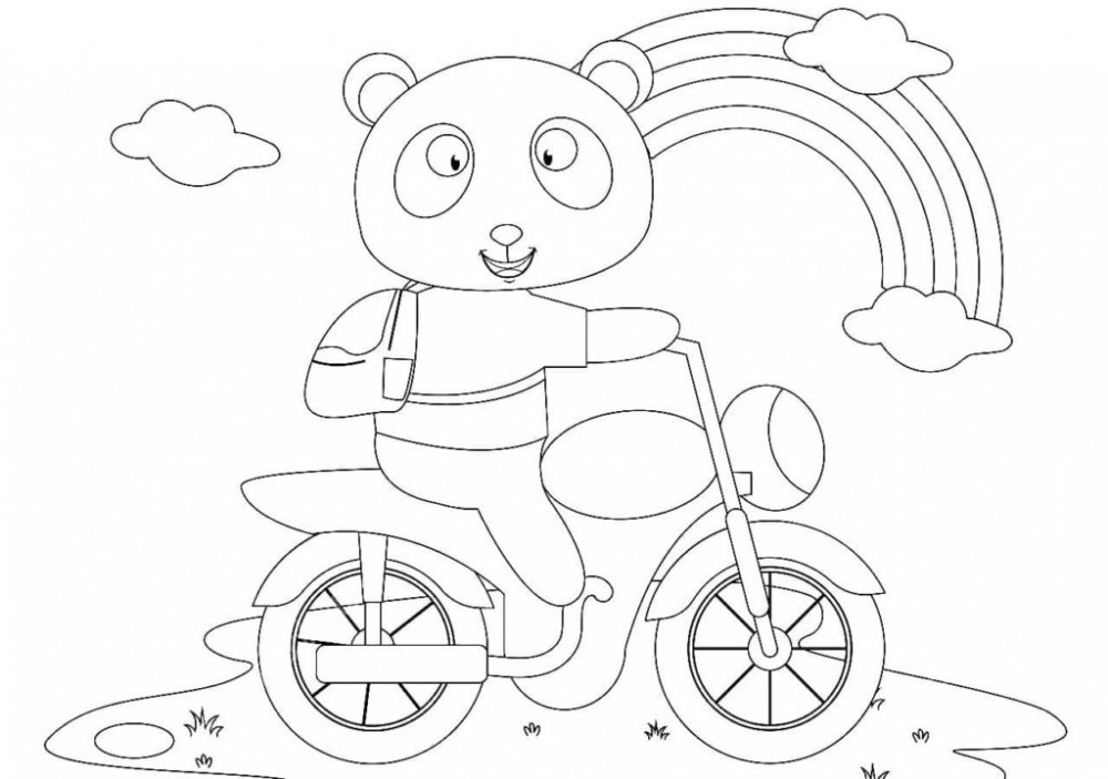 Панда на велосипеде