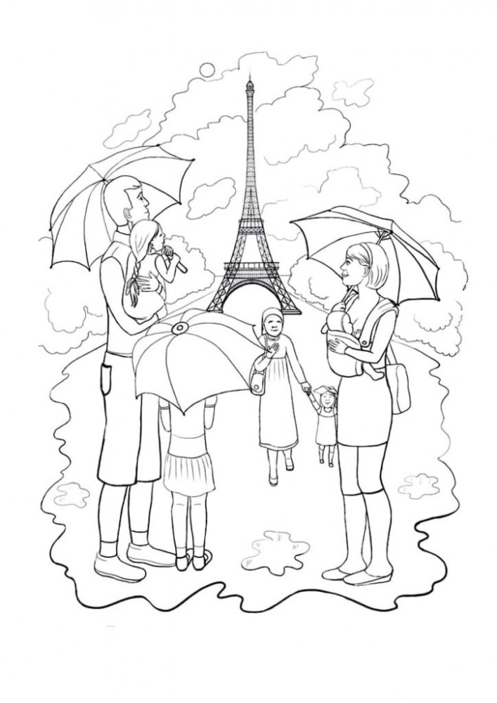 Родители показывают детям архитектуру Парижа