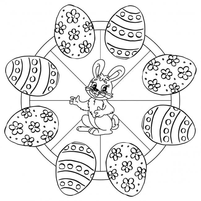 Мандала с кроликом и яйцами