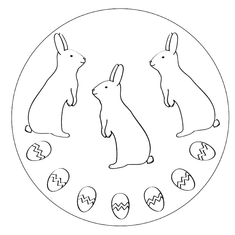 Пасхальная мандала с кроликами