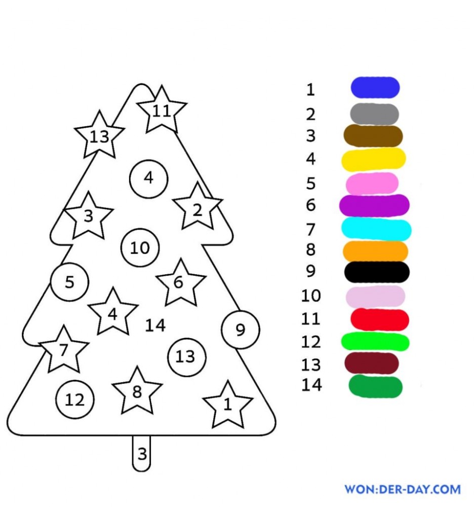 Рождественская елка с шариками и звездами