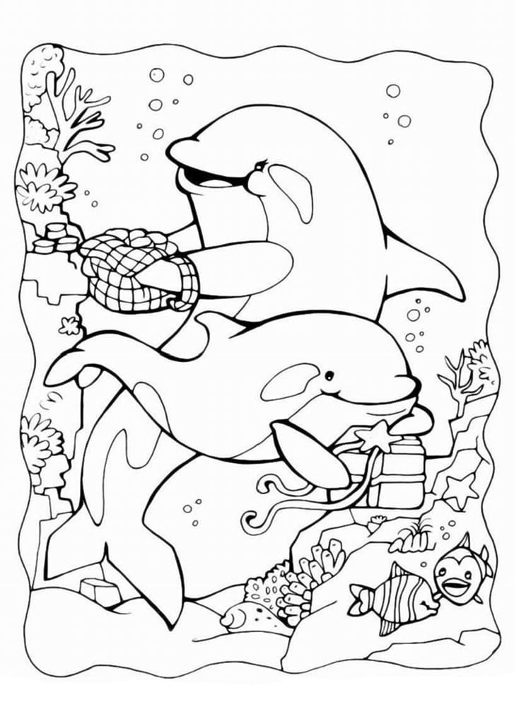 Картина по номерам на холсте 40х50 2в1 Дельфины Море Закат Раскраска Живопись Рисование по цифрам