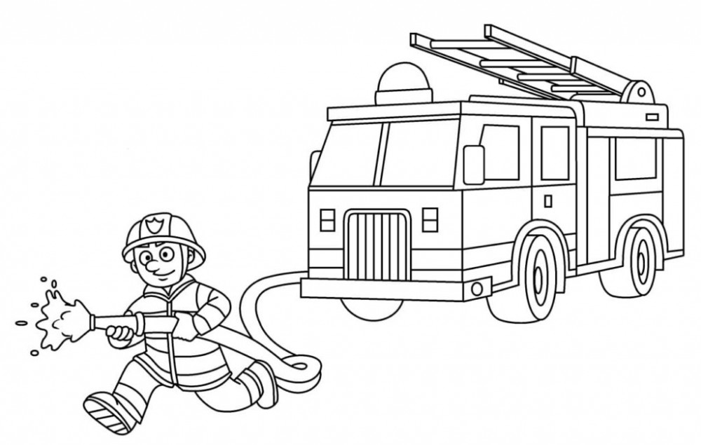 Пожарный и машина