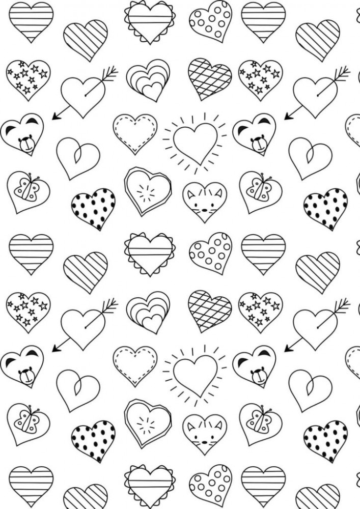 Раскраски Сердце (Сердечки) распечатать бесплатно для девочек для детей в формате а4
