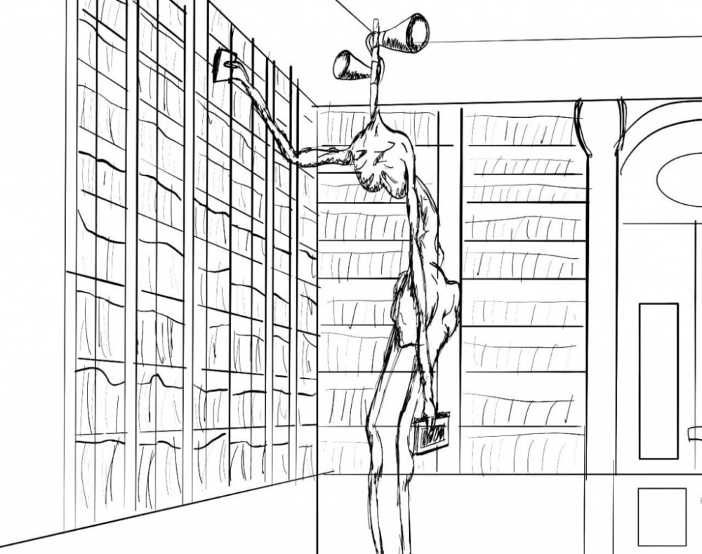 Сиреноголовый в библиотеке