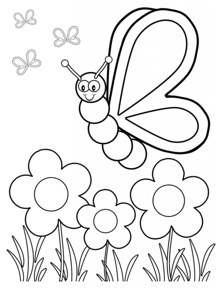 Бабочка и цветы для детей
