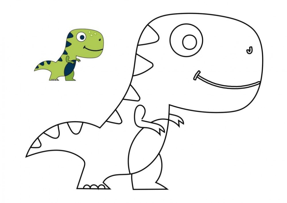 Мультяшный Тираннозавр с цветной картинкой
