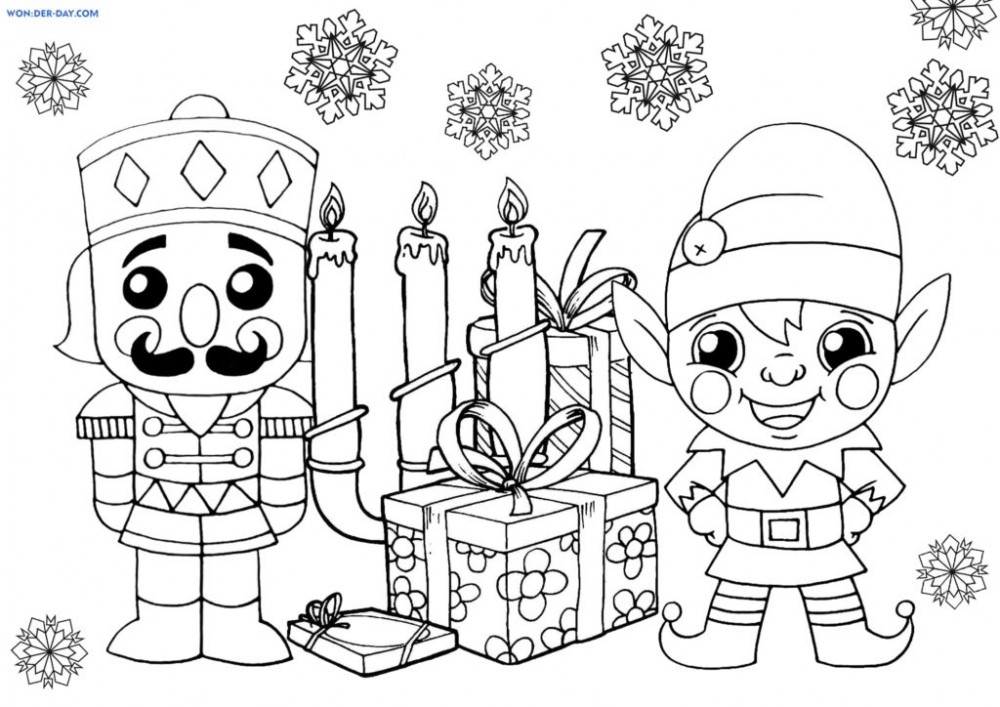 Щелкунчик и Эльф с подарками на Рождество
