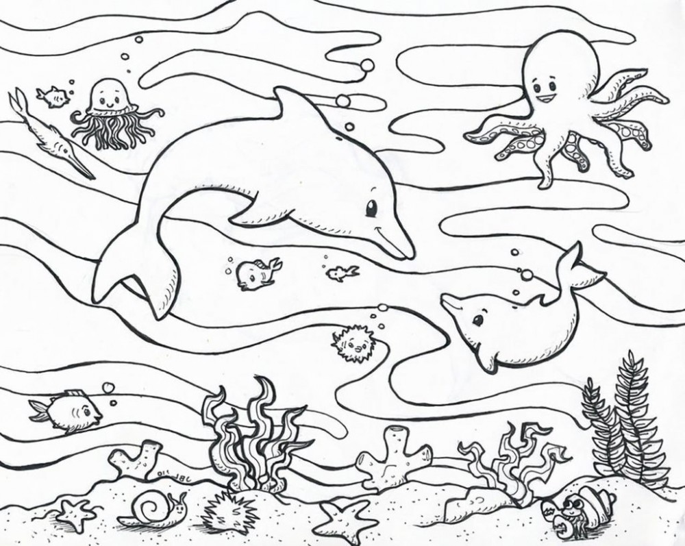 Подводный мир с дельфином