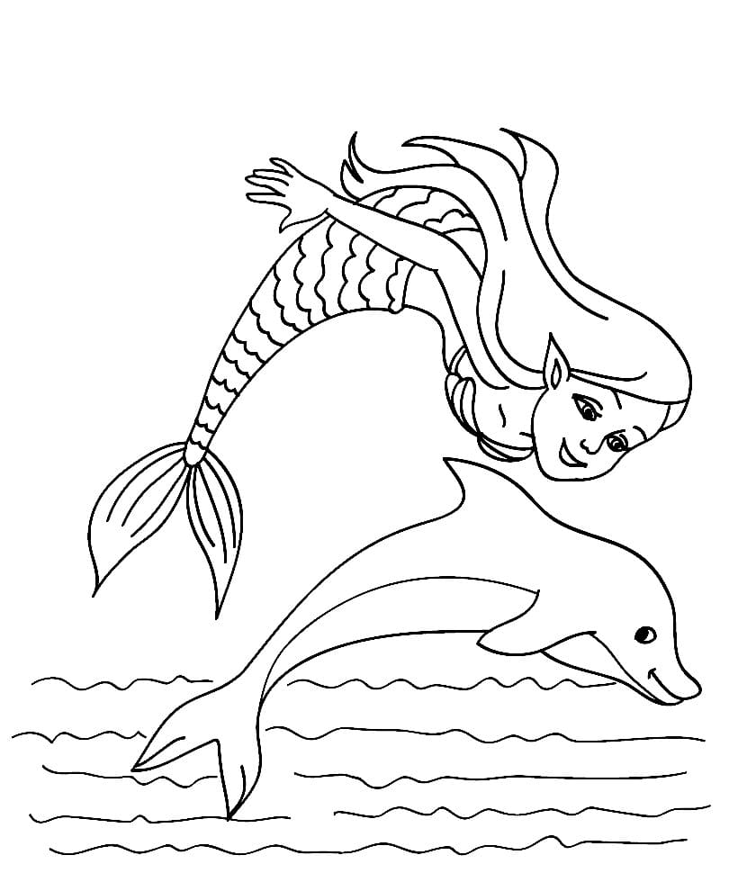 Русалка и дельфин выпрыгивают из воды