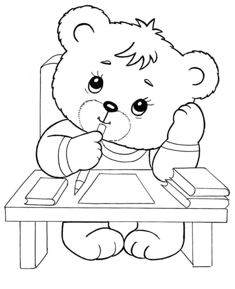 Медведь учится писать