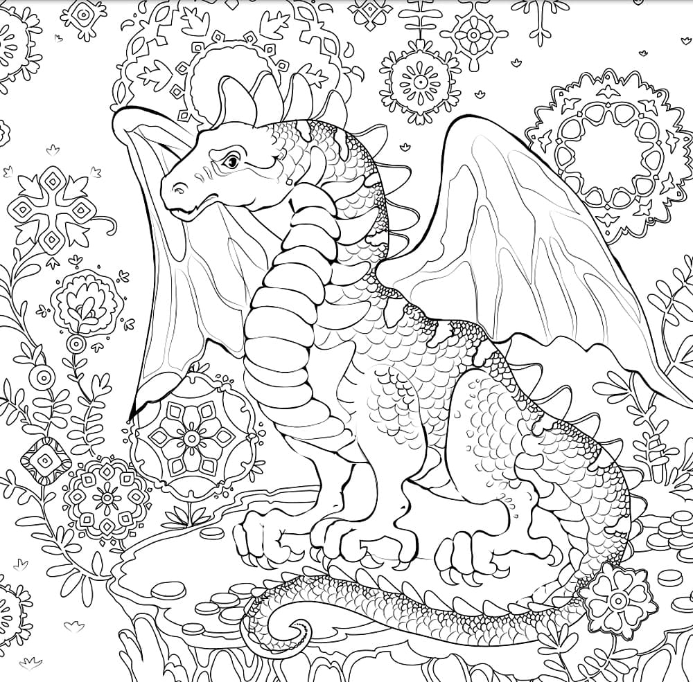 Антистресс раскраска с драконом